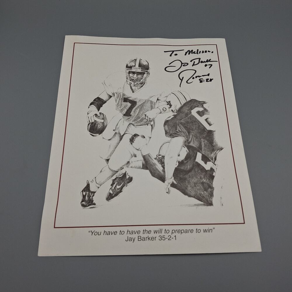 Jay Barker #7 Alabama Crimson Tide Autographed Biography Promo 8x10 Cardstock